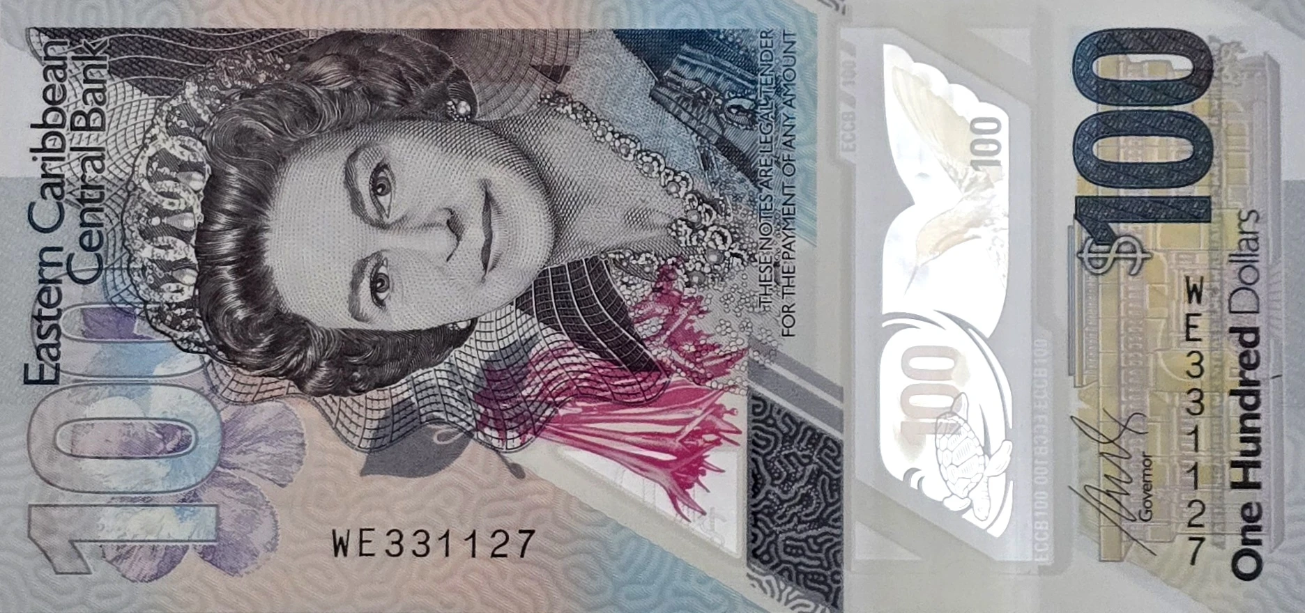 اسکناس کارائیب 100 دلار کارائیب ملکه الیزابت